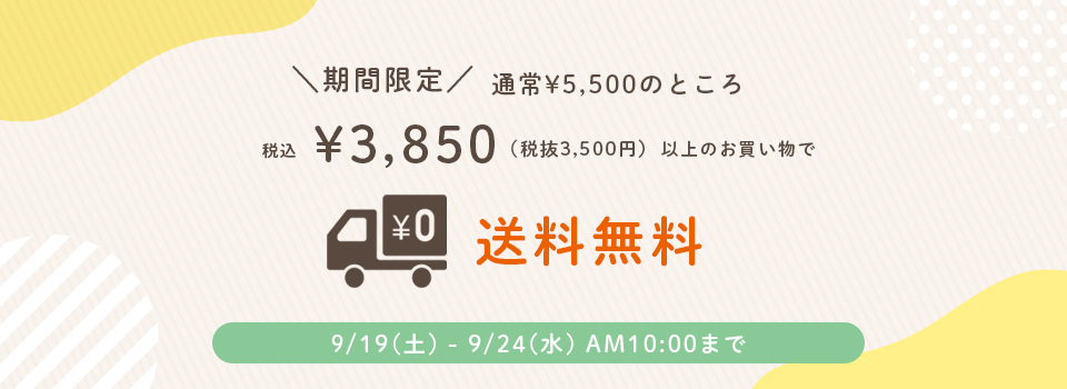 【期間限定】3,850円ご購入で送料無料キャンペーン
