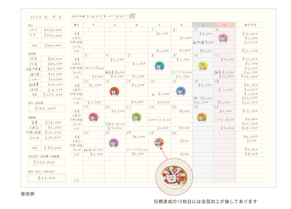 ノーマネーデー家計簿＿使用例